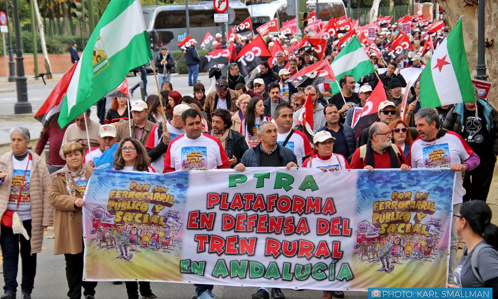 More than 3,000 people march in Sevilla in to fight for improvements to regional train services in Andalucia