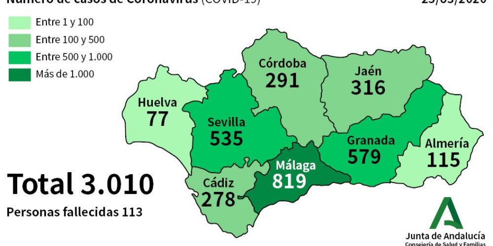 CORONAVIRUS CRISIS: 539 new cases confirmed in Andalucia as death toll jumps to 113