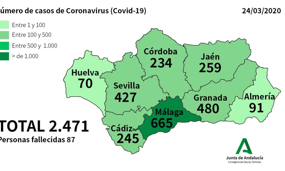 COVID-19 CORONAVIRUS CRISIS: Death toll in Andalucia jumps to 87 and 510 new cases recorded in one day
