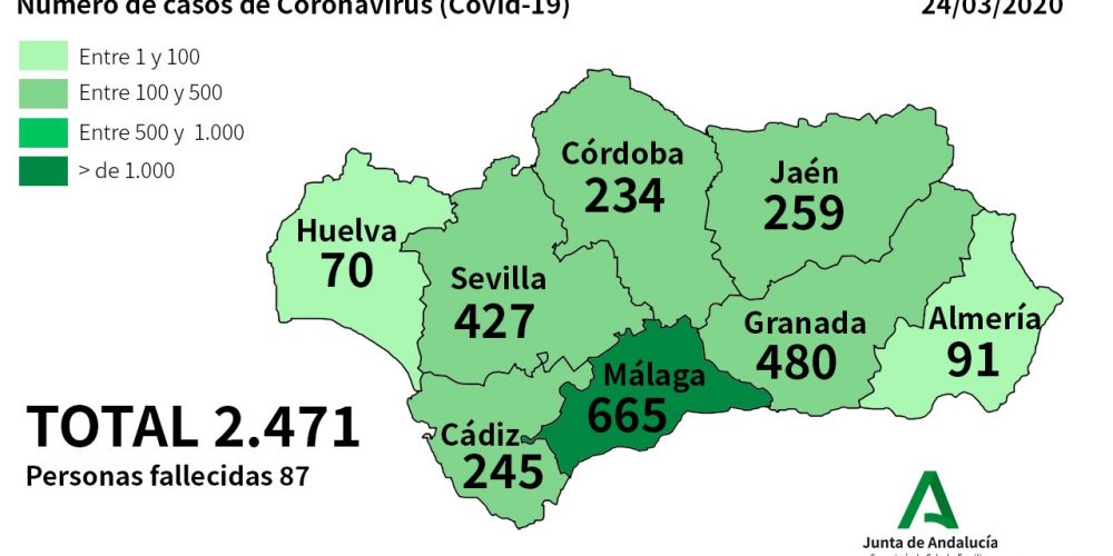 COVID-19 CORONAVIRUS CRISIS: Death toll in Andalucia jumps to 87 and 510 new cases recorded in one day